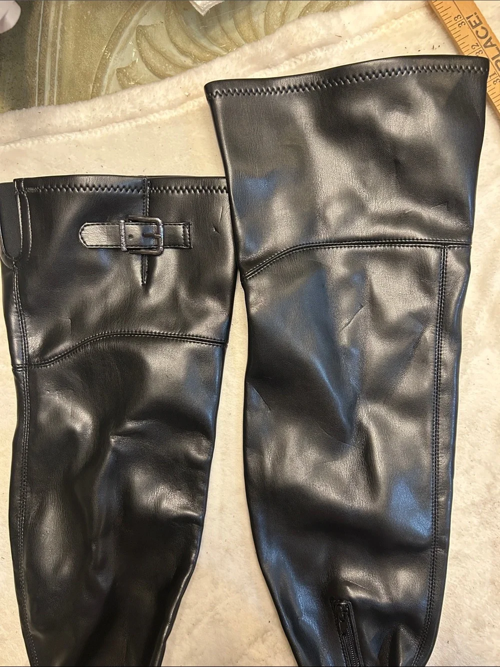 Nine West Black Over-the-Knee Lug Sole Riding Boots with Buckle